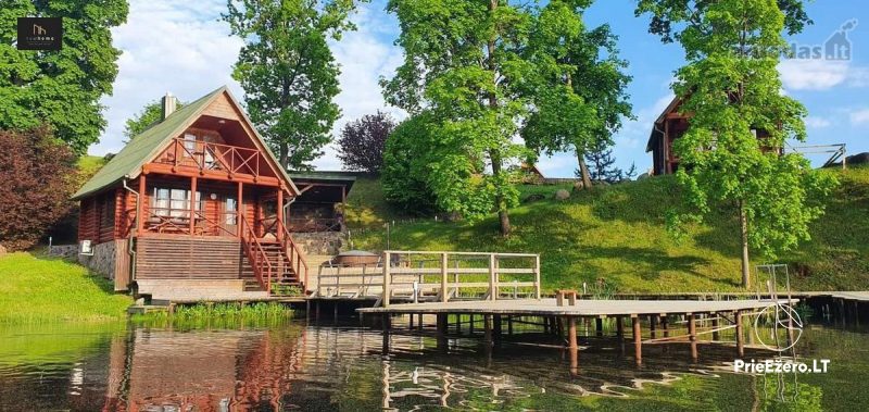 Brīvdienu mājiņas lauku mājā ezera krastā LAKE VIEW RESORT. Pirts, kubuls